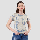 Short Sleeves Comfort Fit Camouflage Printed T-shirt For Women.